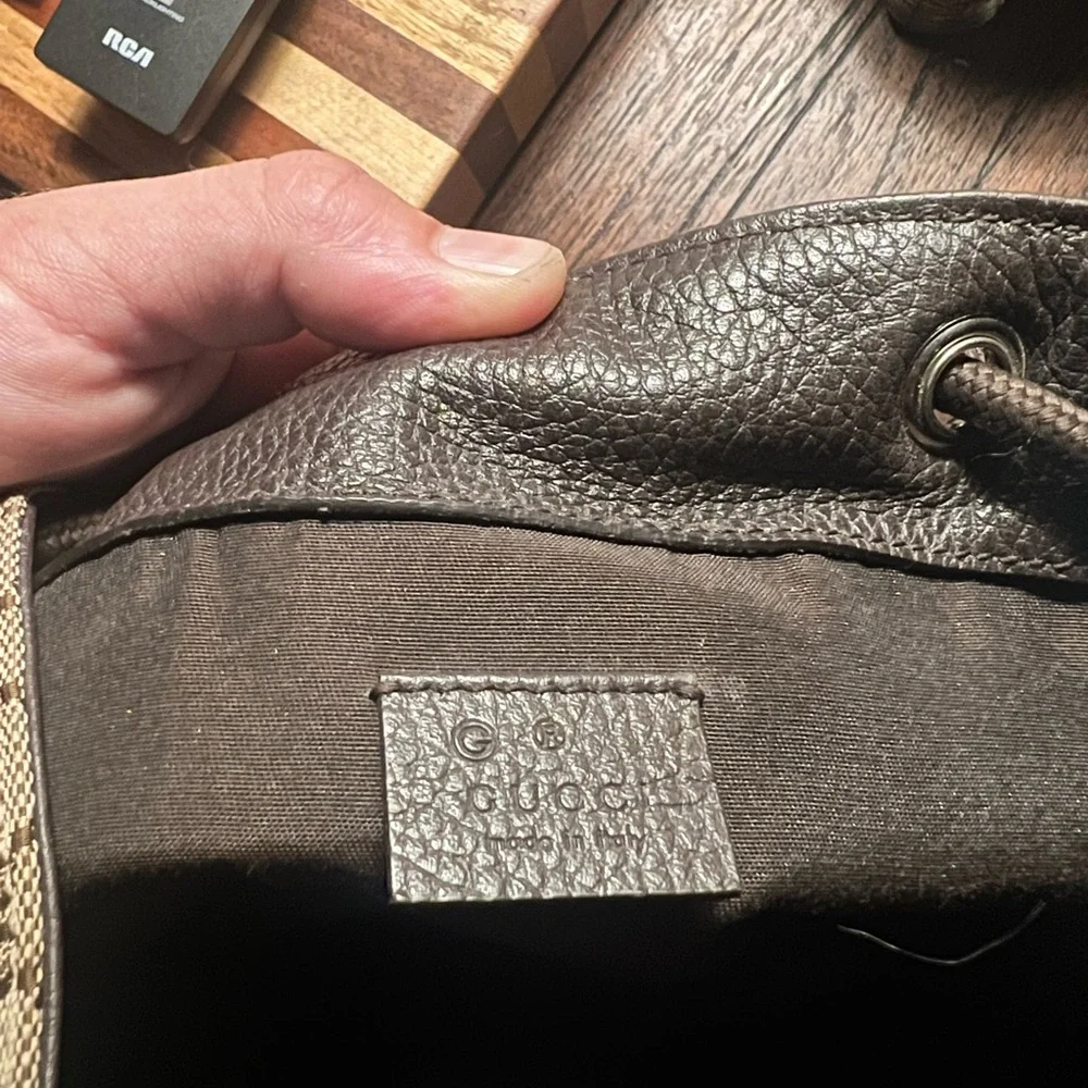 Gucci monogram drawstring backpack - Picture 4 of 5